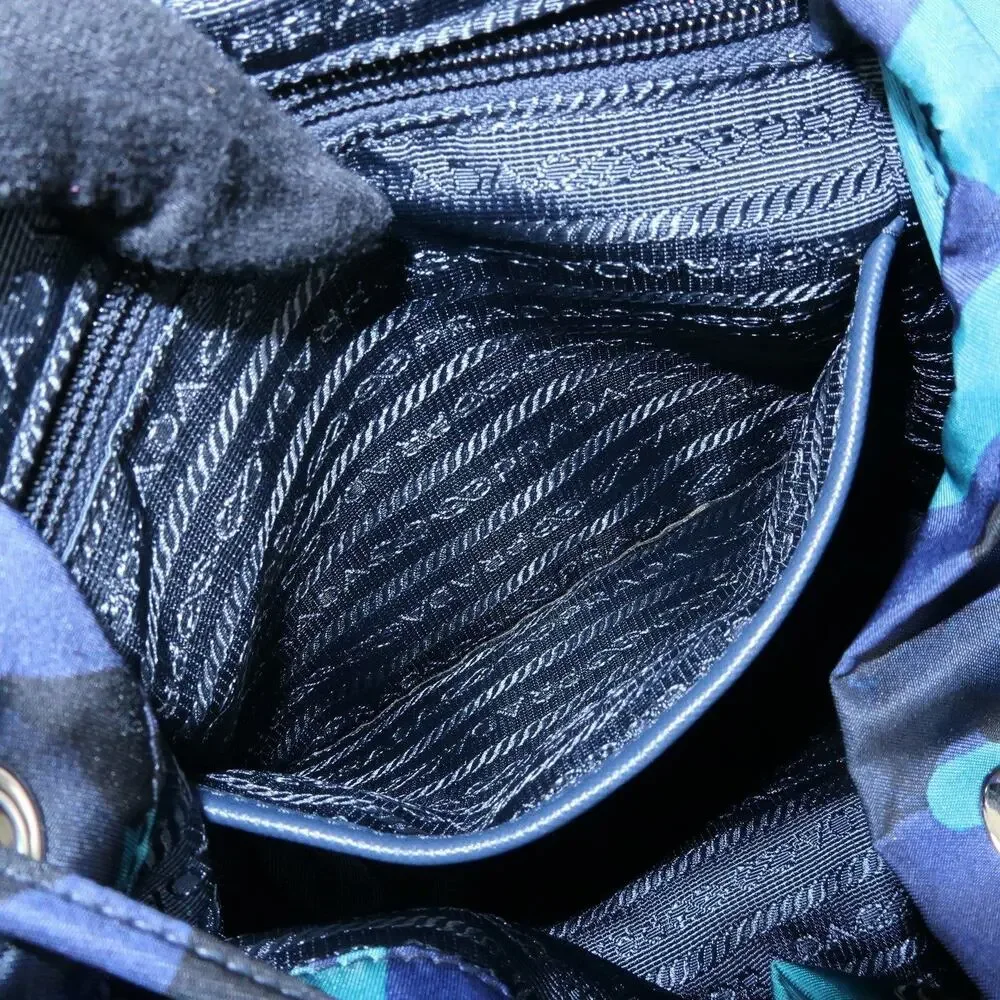 Prada Triangle Logo Nylon Backpack Blue